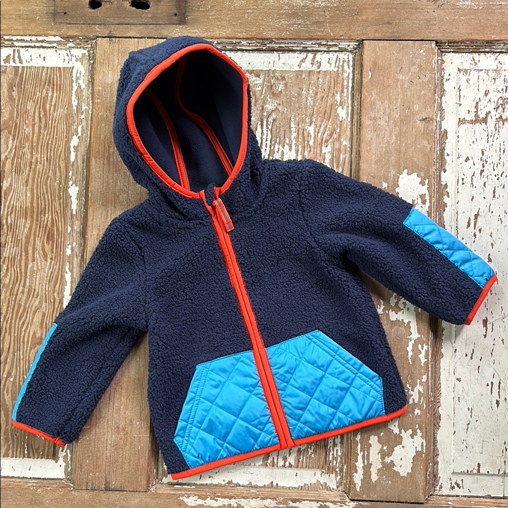 Cat & Jack Navy Hoodie with Orange and Blue Accents 18m